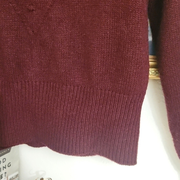 Burgundy balloon sleeve knit sweater Cozy Fall Winter formal party church school - Picture 6 of 10